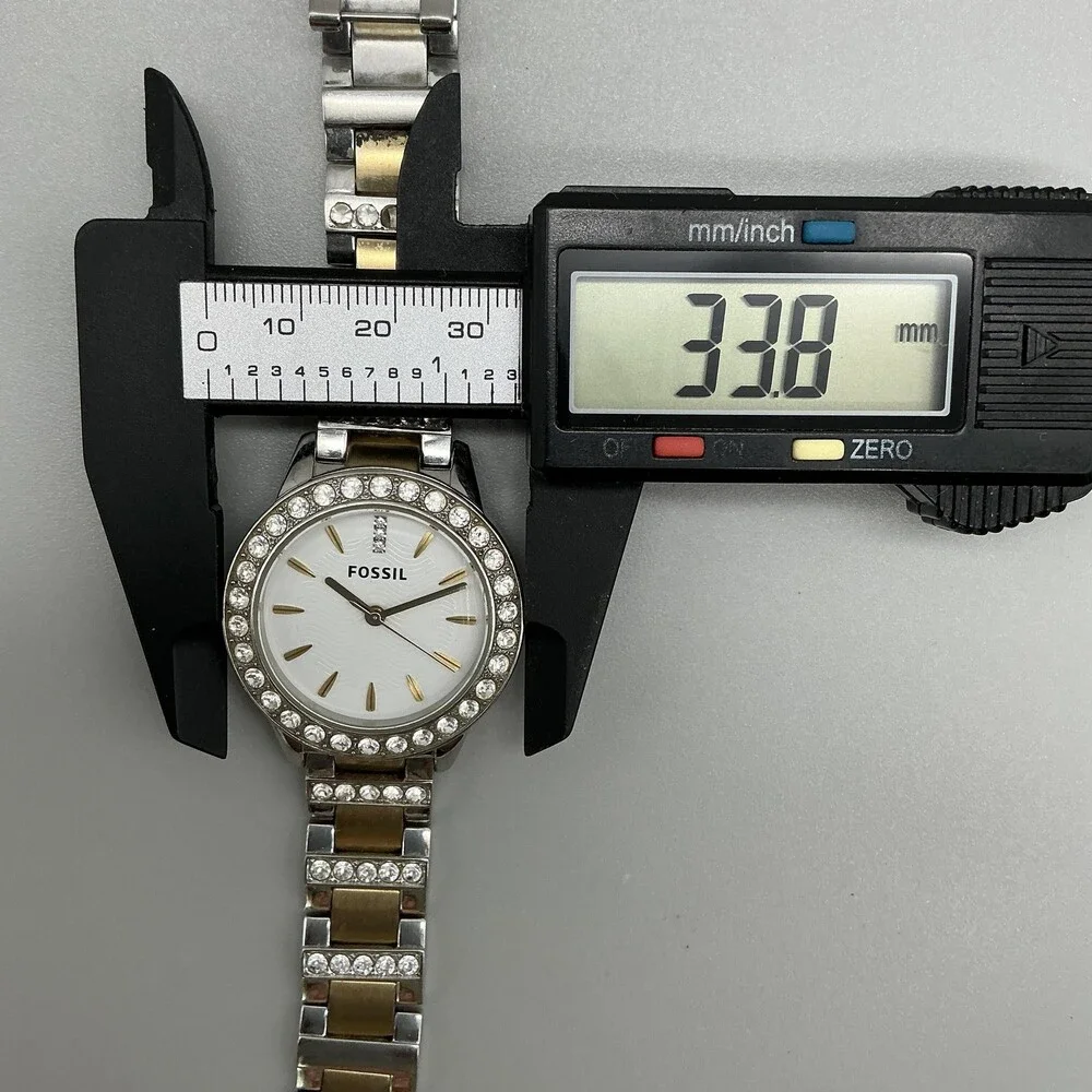 Fossil Jesse ES2409 Womens Watch 34mm Two Tone Crystal Bezel New Battery